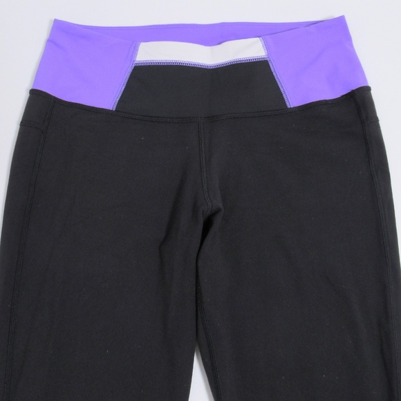 Lululemon Women's Activewear Crop Black & Purple Size 6 Four Way Stretch - Picture 2 of 12